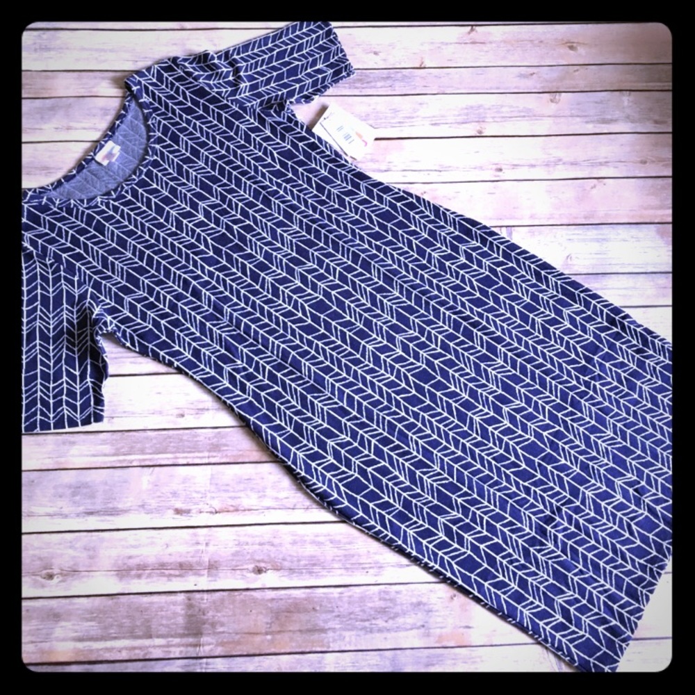 🚫SOLD Lularoe blue and white jacquard Julia dress